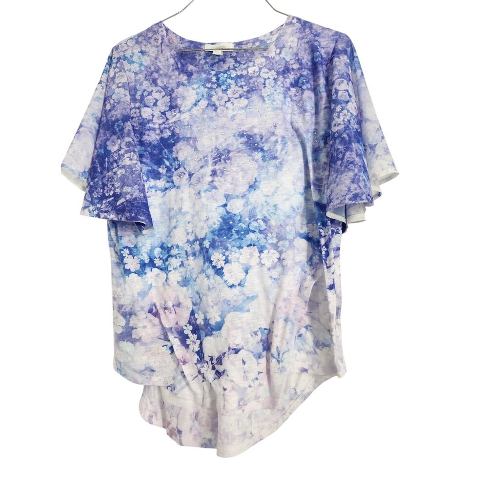 Concepts Floral Print Short Sleeve Top Womens Size Medium M